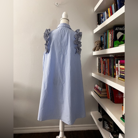 Philosophy blue White Stripe Dress with ruffles, size PXL - Picture 4 of 12